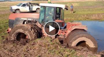 Tractor stuck in mud!!! Evacuation of heavy agricultural equipment!!!