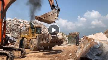 Incredible workers How To Mine Stones from Mountain Multiple stones & Crane Lifting To Make Grani...