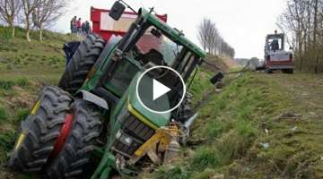 It's Incredible!! John Deere's Tractor Was In A Hole!! An Idiot Driving A Tractor!! Farm Accident...