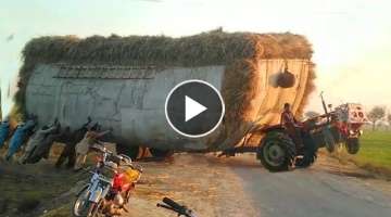 Extremely Crazy Overloaded Tractors Stunt in India ! Powerful Tractors Pulling & Wheeling 2021