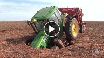It's Incredible! Tractors In Extreme Conditions - An Accident On The Farm ! John Deere Stuck In M...