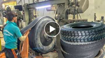 How to Change Ringtread on Tyre Casing by Recap || The Most Amazing Process of Retreading Old Tyr...