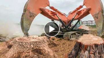 10 Extreme Powerful Tree Destroy Equipment Working - Dangerous Stump Removal Wood Cutting Machine...