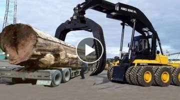 10 World Dangerous Fastest Logging Wood Truck Overload Skills, Heavy Equipment Wood Sawmill Machi...