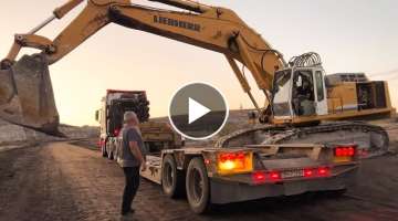 Transporting On Site The Liebherr 964 Excavator - Fasoulas Heavy Transport